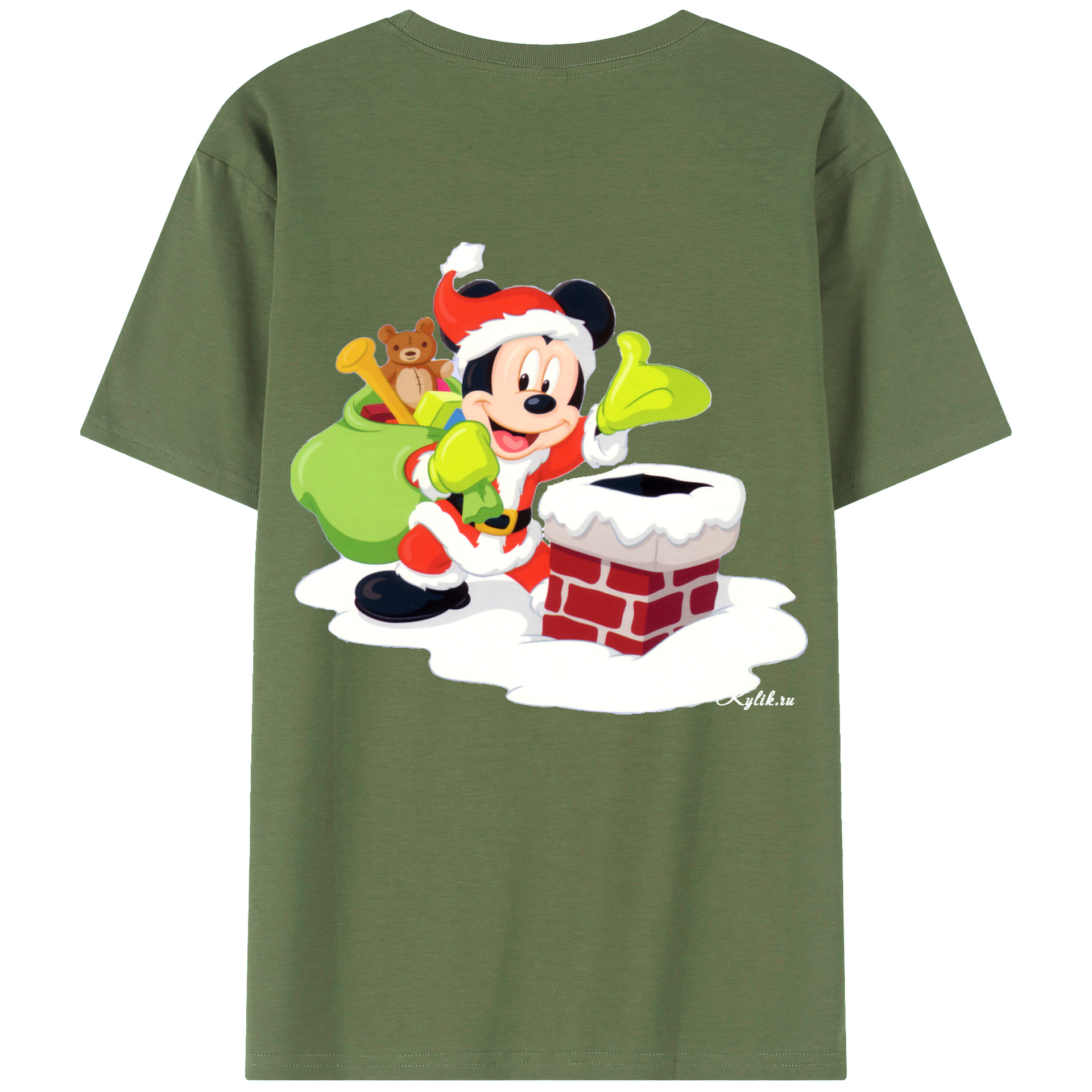 ミッキーマウス Mickey Mouse 綿100％ メンズ半袖Tシャツ（バックプリント） 通気性